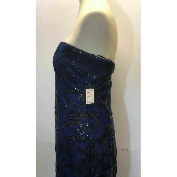 Marina Womens Blue Lace Sequin Gown Dress Size 6 - Picture 6 of 10